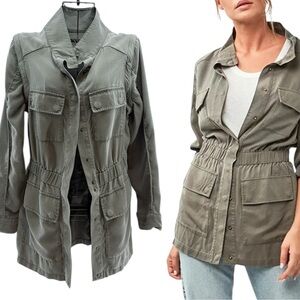 ASTARS Mira Convertible Detachable-Sleeve Olive Utility Jacket, Size XS